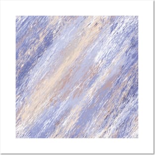 Messy Abstract Blue and Beige Paint Strokes Posters and Art